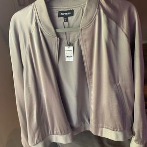 NWT Light Olive Satin Bomber Jacket
